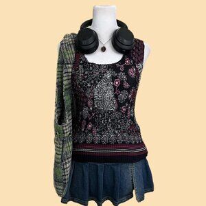 vintage 90s floral boho whimsygoth grunge  textured tank top